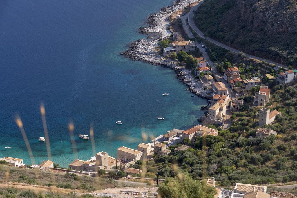The beach below